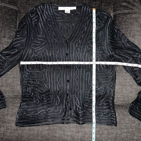 Anne Crimmins for Umi Collections Sheer 100% Silk Lace Cardigan (No size .. meas - Picture 8 of 10